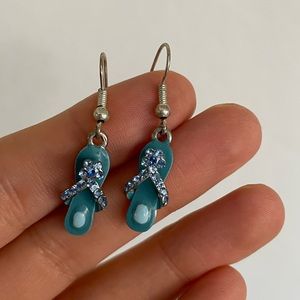 Blue Dangling Flip Flop Earrings NEW